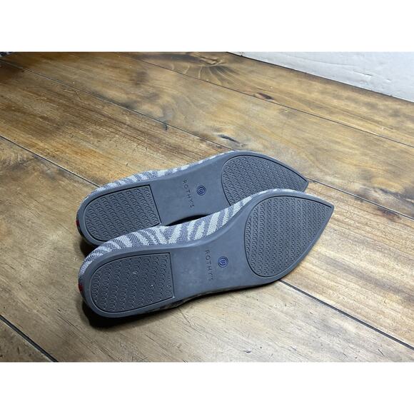 Rothy's The Point Gray Zebra Pointed Ballet Flats Women's Size 9 - Picture 7 of 7